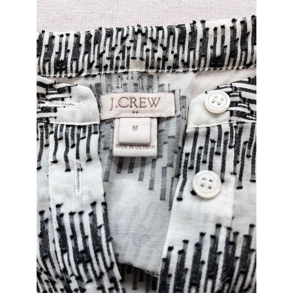 J. Crew Chevron Semi-Sheer Black & White Blouse Womens sz M Chic Spring Office - Picture 5 of 16